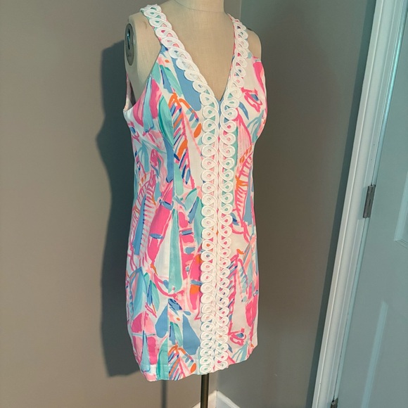 Lilly Pulitzer Lynn Shift Dress Out to Sea 10 Sailboats Summer Wedding - Picture 4 of 16